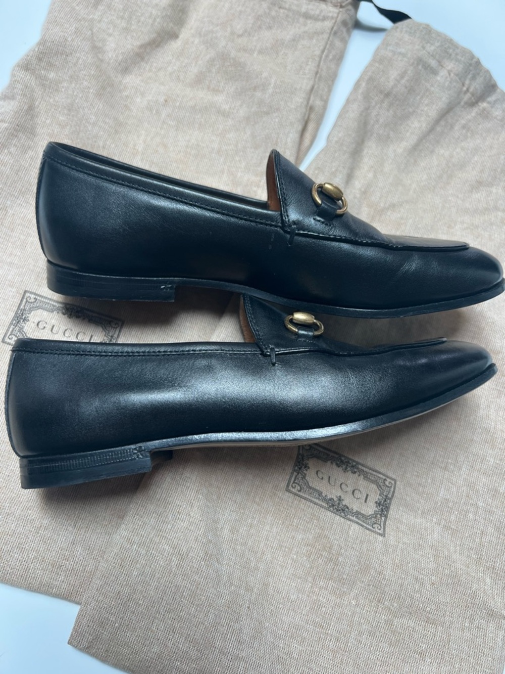 Gucci Black Leather Horsebit Loafers with Gold Hardware - Picture 6 of 14